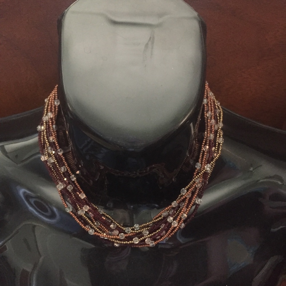 Beaded multi strand necklace